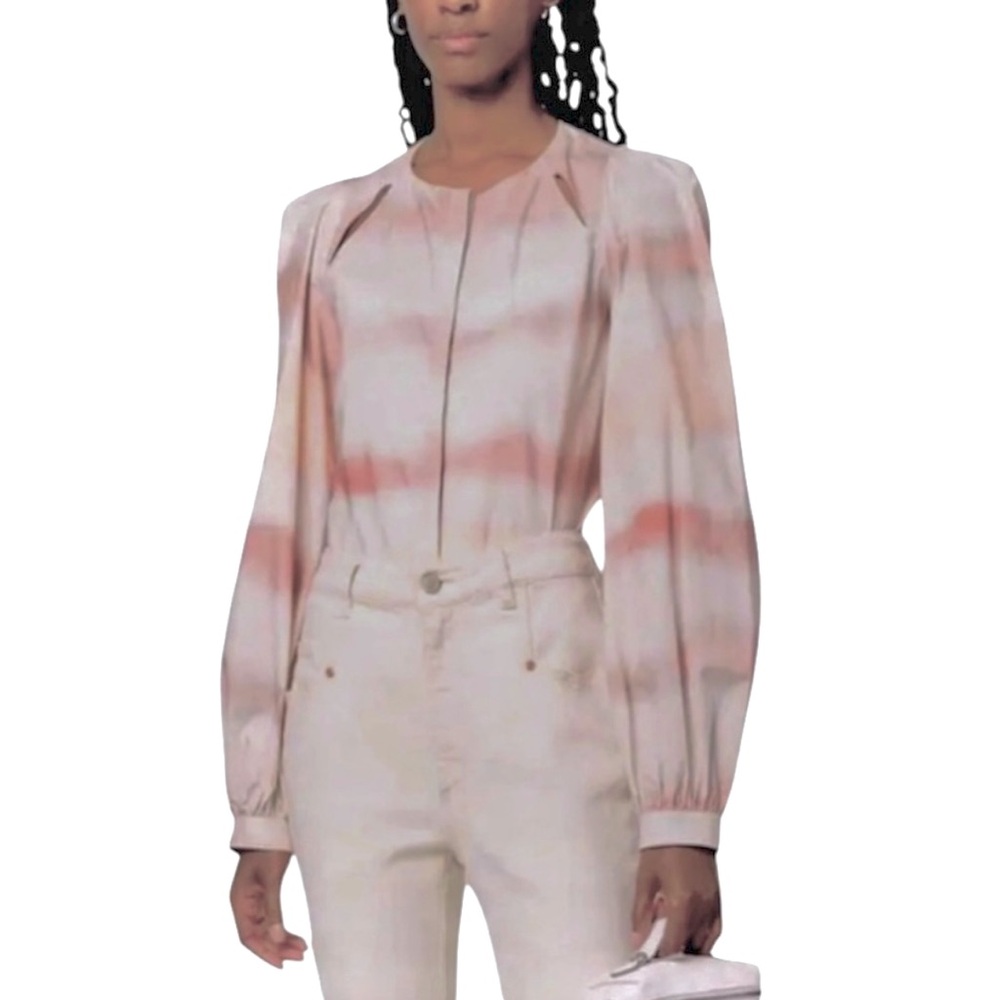 Dorothee Schumacher Cotton Pastel Waves Sunny Dunes Cutout Long Sleeve Blouse